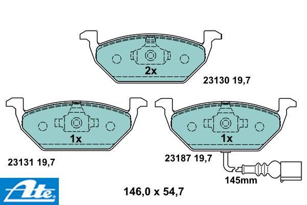 Brzdové platničky ATE Ceramic pre kotúč 256mm a 280mm predné so senzorom 13.0470-7117.2
